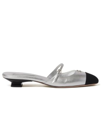 Miumiu Women's Mordore Leather And Grosgrain Mules