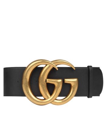 Gucci Leather belt with double G buckle Black