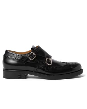 Miumiu X Church's Women's Brushed Leather Double Monk Brogue Shoes