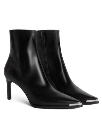 Celine Women's Verneuil Ankle Boot With Metal Toe In Calfskin Black